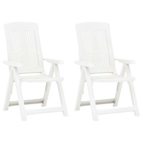 Patio Reclining Chairs 2 pcs Plastic White (Color: White)
