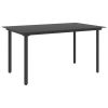 Patio Dining Table Black 59.1"x31.5"x29.1" Steel and Glass