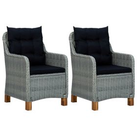 Patio Chairs with Cushions 2 pcs Poly Rattan Light Gray (Color: Grey)