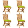 Patio Chairs with Bright Green Cushions 4 pcs Solid Teak Wood