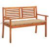 2-Seater Patio Bench with Cushion 47.2" Solid Eucalyptus Wood