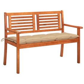 2-Seater Patio Bench with Cushion 47.2" Solid Eucalyptus Wood (Color: Brown)