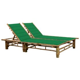 2-Person Sun Lounger with Cushions Bamboo (Color: Brown)
