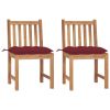 Patio Chairs 2 pcs with Cushions Solid Teak Wood