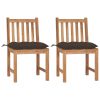 Patio Chairs 2 pcs with Cushions Solid Teak Wood