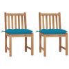 Patio Chairs 2 pcs with Cushions Solid Teak Wood
