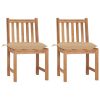 Patio Chairs 2 pcs with Cushions Solid Teak Wood