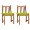 Patio Chairs 2 pcs with Cushions Solid Teak Wood