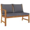 Patio Bench 45.1" with Dark Gray Cushion Solid Acacia Wood