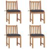 Patio Chairs 4 pcs with Cushions Solid Teak Wood