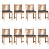 Patio Chairs 8 pcs with Cushions Solid Teak Wood
