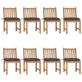 Patio Chairs 8 pcs with Cushions Solid Teak Wood (Color: Brown)