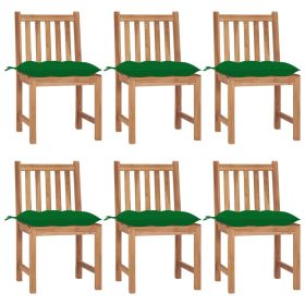 Patio Chairs 6 pcs with Cushions Solid Teak Wood (Color: Brown)