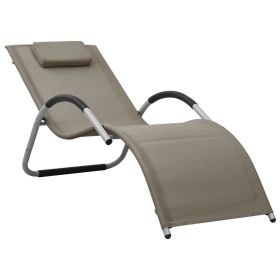Sun Lounger Textilene Taupe and Gray (Color: Taupe)