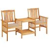 Patio Chairs with Tea Table and Cushions Solid Acacia Wood