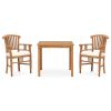 3 Piece Patio Dining Set with Cushions Solid Teak Wood