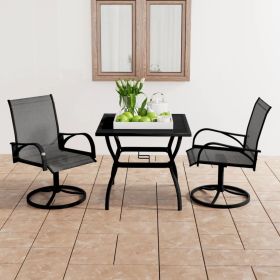 3 Piece Patio Dining Set Textilene and Steel (Color: Grey)
