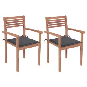 Patio Chairs 2 pcs with Anthracite Cushions Solid Teak Wood (SKU: 3062262)