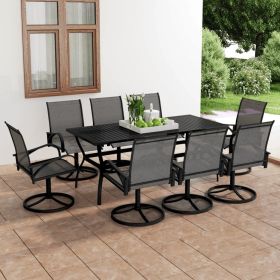 9 Piece Patio Dining Set Textilene and Steel (Color: Grey)