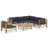 7 Piece Patio Lounge Set with Dark Gray Cushions Bamboo
