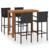 5 Piece Patio Bar Set Black