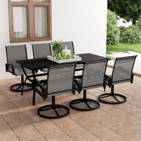 7 Piece Patio Dining Set Textilene and Steel (Color: Grey)