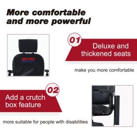MAX PLUS RED 4 Wheels Outdoor Compact Mobility Scooter with 2pcs*20AH Lead acid Battery, 16 Miles, Cuo Holders & USB charger Port (Color: as Pic)