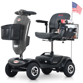 Outdoor compact mobility scooter with windshield ,300W Motor, Travel - Long Range Power Extended Battery with Cup holders & USB charger port, GRE (Color: as Pic)