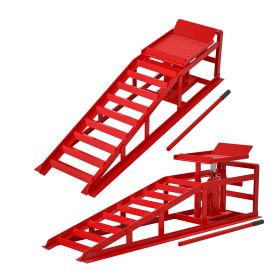 Height Hydraulic Vehicle Ramps (Color: Red)