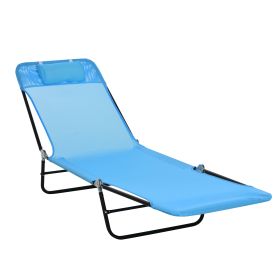 Outsunny Folding Chaise Lounge Chair, Pool Sun Tanning Chair, Outdoor Lounge Chair with Reclining Back, Breathable Mesh Seat, Headrest for Beach, Yard (Title: Default Title)