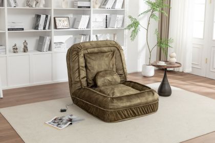 Upholstered Human Dog Bed for Adult & Pets,with 5 Adjustable Position &Massage Pillow, Bean Bag floor sofa with 2 Soft Pillows (Color: as Pic)