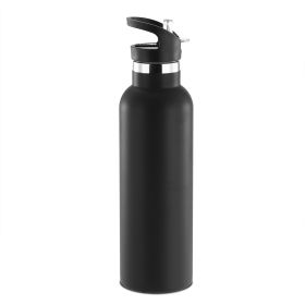 Sports Water Bottle Stainless Steel Vacuum-Insulated Drinking Cup w/ Straws Outdoor Cycling Hiking (Option: StillWaterBottle750mlBLK)