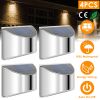 4Pcs Solar Powered Deck Lights Outdoor Decorative Step Fence Lamp Stainless Steel IP55 Waterproof Solar Light For Patio Garden Stair Fence Railing