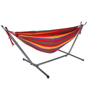 Brazilian Double Hammock 2-Person Steel Canvas Stand Hammock Bed w/ Portable Carrying Case For Patio Beach Yard 661 LBS Max Load (Option: PatioHammock)
