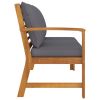 Patio Bench 45.1" with Dark Gray Cushion Solid Acacia Wood