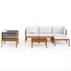 6 Piece Patio Lounge Set with Cushions Cream Solid Acacia Wood