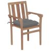 Patio Chairs 2 pcs with Gray Cushions Solid Teak Wood