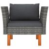 Patio Sofa Poly Rattan and Solid Eucalyptus Wood