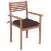Patio Chairs 2 pcs with Taupe Cushions Solid Teak Wood