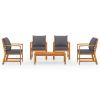 5 Piece Garden Lounge Set with Cushion Solid Acacia Wood