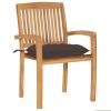Patio Chairs 2 pcs with Taupe Cushions Solid Teak Wood