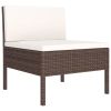 2 Piece Patio Lounge Set with Cushions Poly Rattan Brown