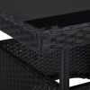 Patio Dining Table Black Poly Rattan and Glass
