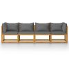 4-Seater Patio Sofa with Cushion Solid Acacia Wood