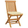 Patio Chairs with Cream White Cushions 4 pcs Solid Teak Wood