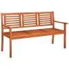 3-Seater Patio Bench with Cushion 59.1" Solid Eucalyptus Wood