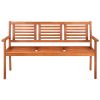 3-Seater Patio Bench with Cushion 59.1" Solid Eucalyptus Wood