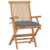 Patio Chairs with Gray Cushions 2 pcs Solid Teak Wood