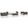 4 Piece Patio Lounge Set with Cushions Poly Rattan Black