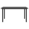Patio Dining Table Black 59.1"x31.5"x29.1" Steel and Glass